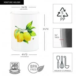Calypso Basics Mini Plastic Utensil Holder, Fresh Lemon