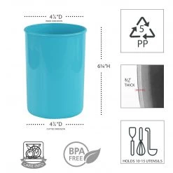 Calypso Basics Mini Plastic Utensil Holder, Turquoise