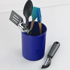 Calypso Basics Mini Plastic Utensil Holder, Indigo