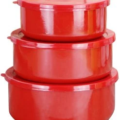 Reston Lloyd Ltd. CALYPSO BASICS 6pc Enamel On Steel Bowl Sets, Red