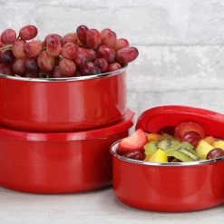 Reston Lloyd Ltd. CALYPSO BASICS 6pc Enamel On Steel Bowl Sets, Red