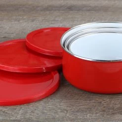 Reston Lloyd Ltd. CALYPSO BASICS 6pc Enamel On Steel Bowl Sets, Red