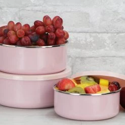 Reston Lloyd Ltd. 6pc Enamel On Steel Bowl Sets, Pink CALYPSO BASICS