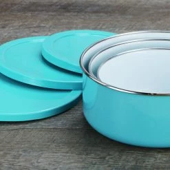 Reston Lloyd Ltd. 6pc Enamel On Steel Bowl Sets, Turquoise CALYPSO BASICS