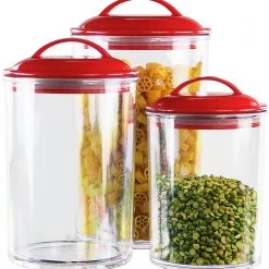 Reston Lloyd Ltd. CALYPSO BASICS 6pc Acrylic Canister Set, Red