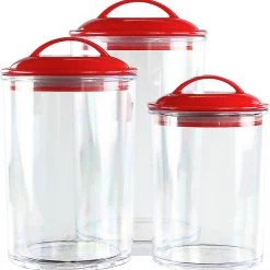Reston Lloyd Ltd. CALYPSO BASICS 6pc Acrylic Canister Set, Red