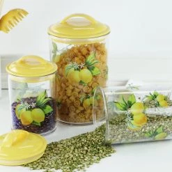 Reston Lloyd Ltd. CALYPSO BASICS 6pc Acrylic Canister Set, Fresh Lemons