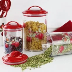 Reston Lloyd Ltd. CALYPSO BASICS 6pc Acrylic Canister Set, Harvest Apples 5 Reston Lloyd Ltd. CALYPSO BASICS 6pc Acrylic Canister Set, Harvest Apples