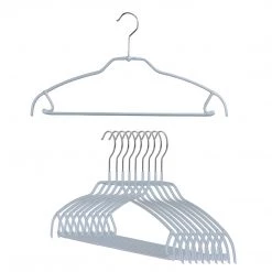 MAWA MAWA HANGERS Silhouette Ultra Thin, 42-FTU, Pant Bar/Skirt Hook Hanger, Silver