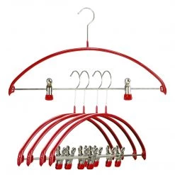 MAWA Euro, 40-PK, Pant Bar With Two Clips, Red MAWA HANGERS