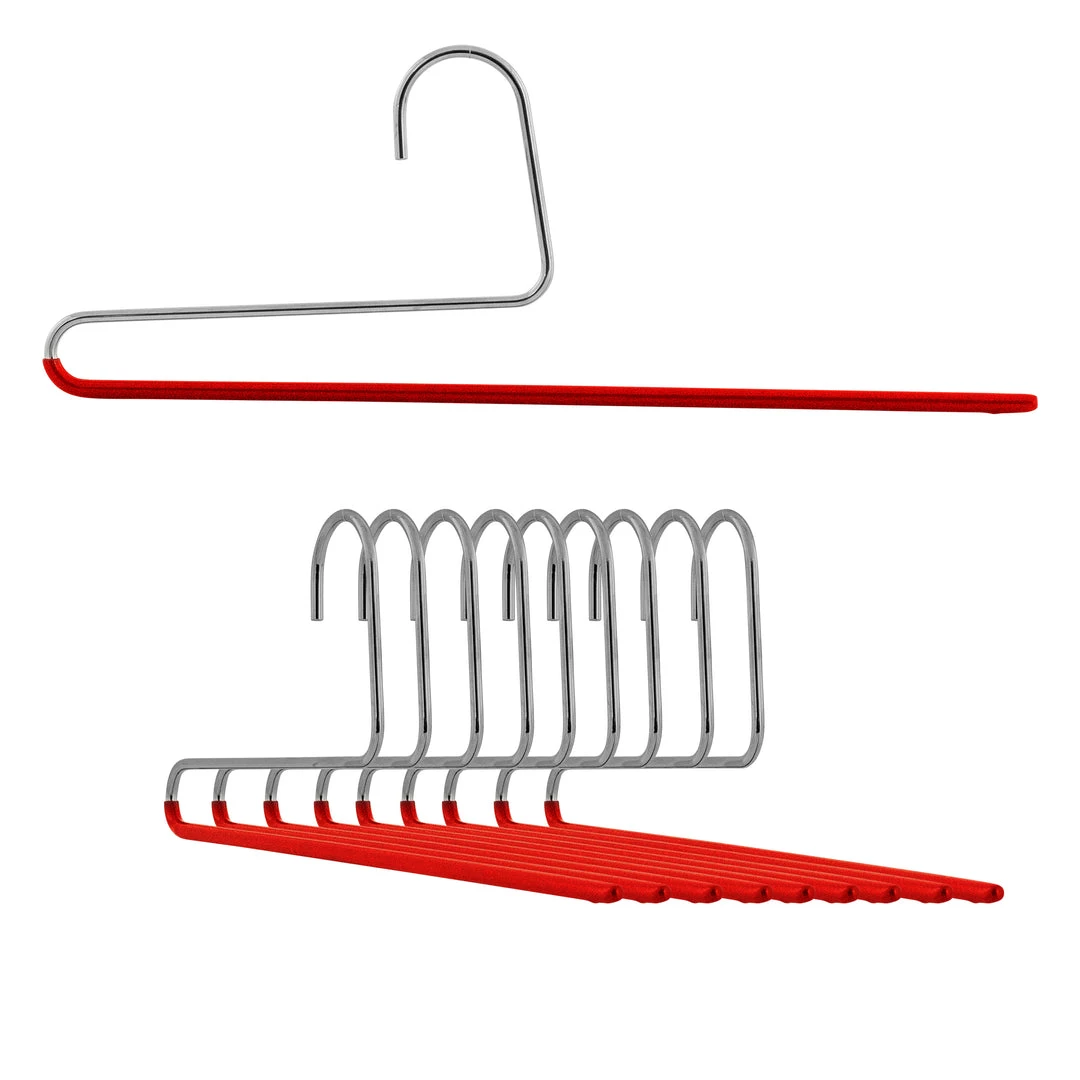 MAWA Reverse Trouser Hanger, KH-35U, Single Rod, Red MAWA HANGERS 4 MAWA Reverse Trouser Hanger, KH-35U, Single Rod, Red MAWA HANGERS