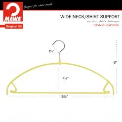 MAWA Euro Ultra Thin, 42-PTU, Pant Bar/Skirt Hook Hanger, Yellow