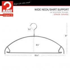 MAWA Euro Ultra Thin, 42-PTU, Pant Bar/Skirt Hook Hanger, Silver MAWA HANGERS