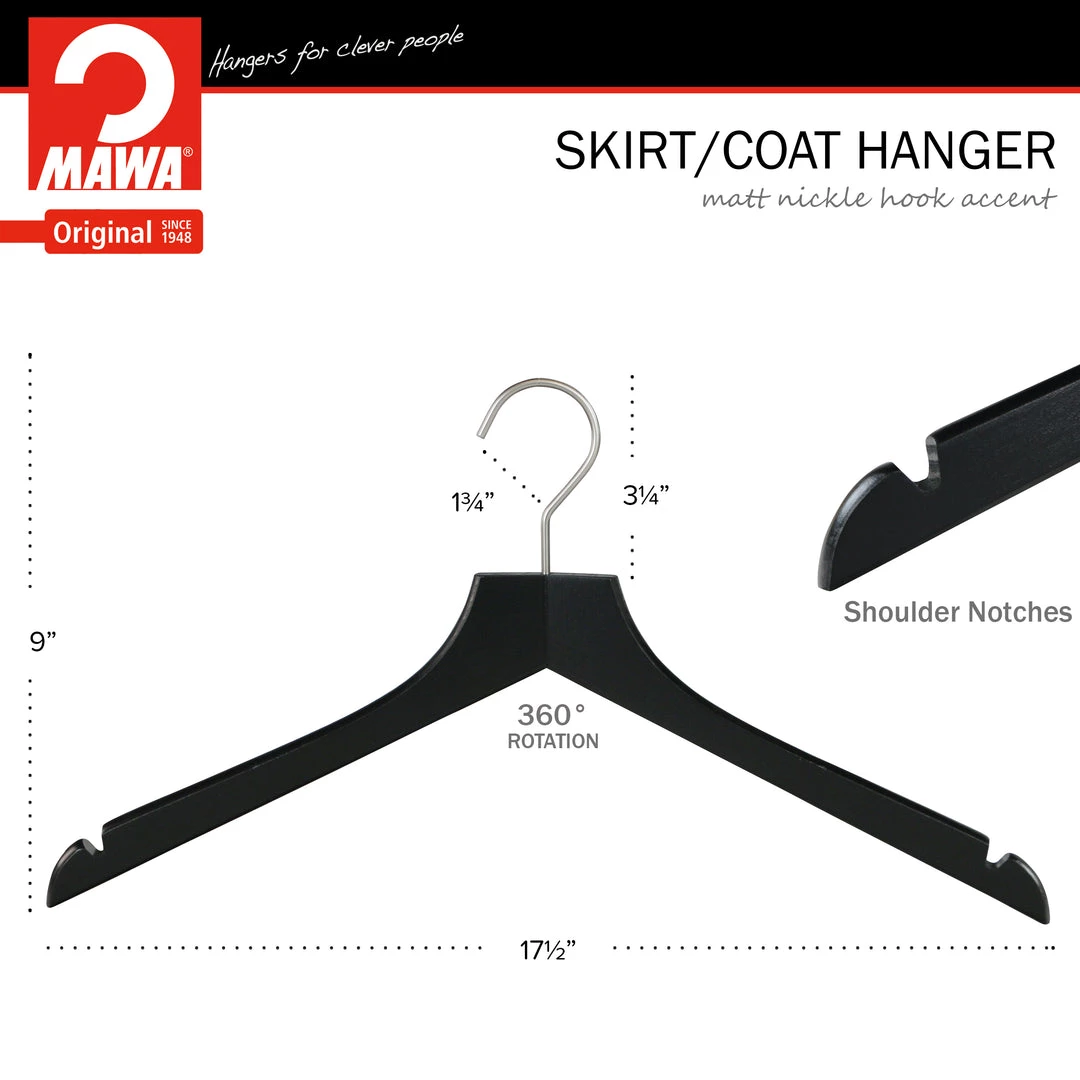 Reston Lloyd Metropolis Series, Bodyform Shirt With Shoulder Notches Hanger, Profi 45/RE, Black, Silver Hook Best In Wood 4 Reston Lloyd Metropolis Series, Bodyform Shirt With Shoulder Notches Hanger, Profi 45/RE, Black, Silver Hook Best In Wood