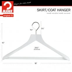 Reston Lloyd Best In Wood Metropolis Series, Bodyform Wide Shoulder Coat Hanger With Pant Bar, Profi 45/SV/HRS, White, Silver Hook