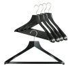 Reston Lloyd Best In Wood Metropolis Series, Bodyform Wide Shoulder Coat Hanger With Pant Bar, Profi 45/SV/HRS, Black, Silver Hook