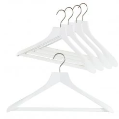 Reston Lloyd Best In Wood Metropolis Series, Bodyform Wide Shoulder Coat Hanger With Pant Bar, Profi 45/SV/HRS, White, Silver Hook