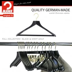 Reston Lloyd Metropolis Series, Bodyform Wide Shoulder Coat Hanger With Pant Bar, Profi 45/SV/HRS, Black, Gold Hook