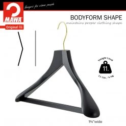 Reston Lloyd Metropolis Series, Bodyform Wide Shoulder Coat Hanger With Pant Bar, Profi 45/SV/HRS, Black, Gold Hook