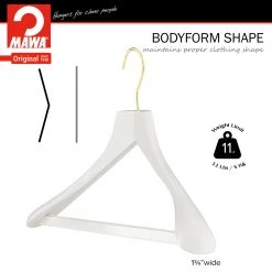 Reston Lloyd Metropolis Series, Bodyform Wide Shoulder Coat Hanger With Pant Bar, Profi 45/SV/HRS, White, Gold Hook