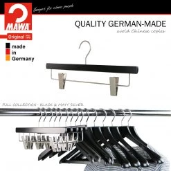 Reston Lloyd Best In Wood Metropolis Series, Pant & Skirt Hanger With Adjustable Clips, Trend 40D, Black, Silver Hook