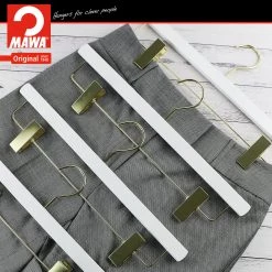 Reston Lloyd Metropolis Series, Pant & Skirt Hanger With Adjustable Clips, Trend 40D, White, Gold Hook Best In Wood