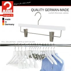 Reston Lloyd Metropolis Series, Pant & Skirt Hanger With Adjustable Clips, Trend 40D, White, Silver Hook