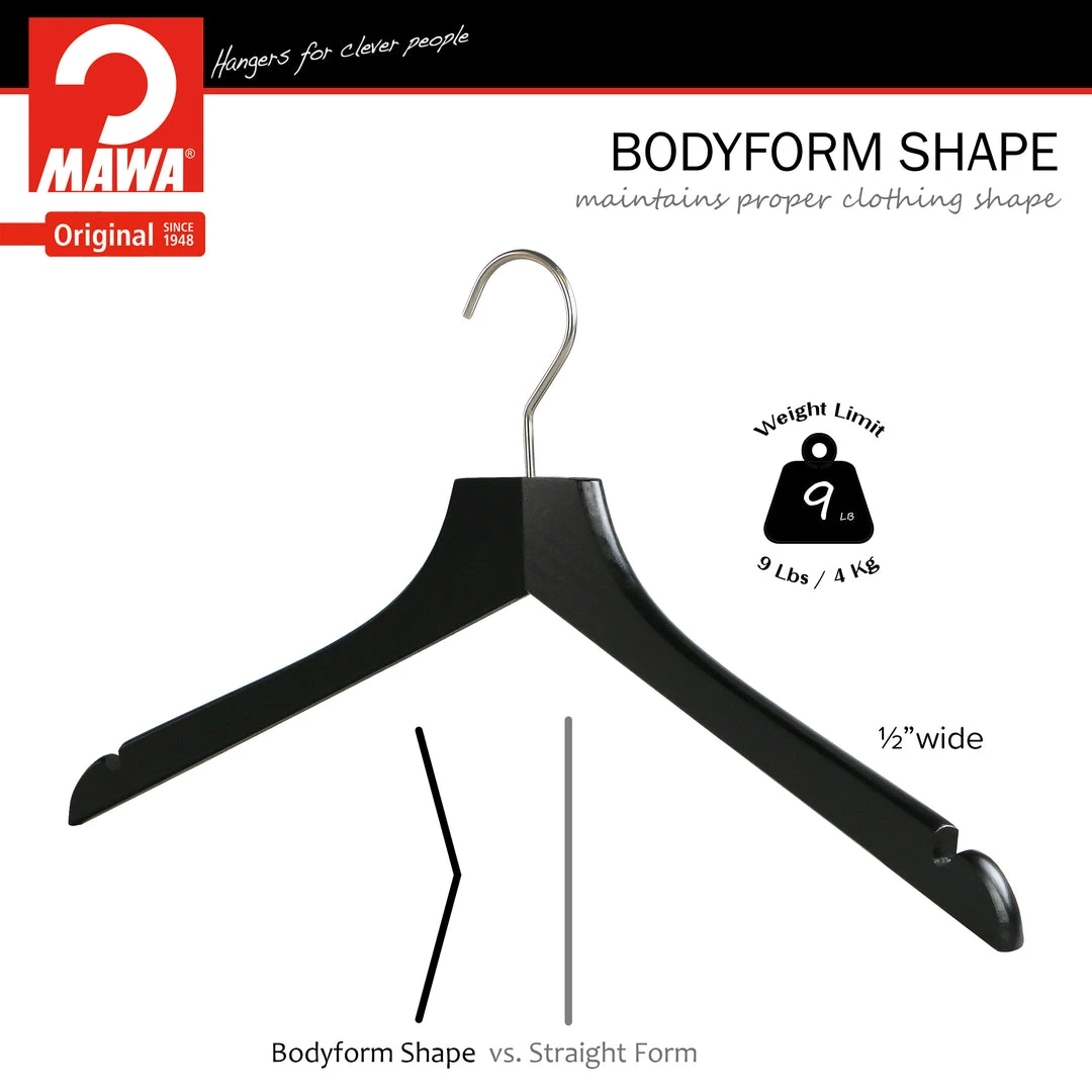 Reston Lloyd Metropolis Series, Bodyform Shirt With Shoulder Notches Hanger, Profi 45/RE, Black, Silver Hook Best In Wood 7 Reston Lloyd Metropolis Series, Bodyform Shirt With Shoulder Notches Hanger, Profi 45/RE, Black, Silver Hook Best In Wood
