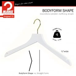 Reston Lloyd Metropolis Series, Bodyform Shirt With Shoulder Notches Hanger, Profi 45/RE, White, Gold Hook Best In Wood