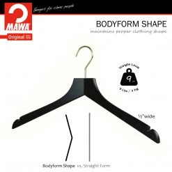 Reston Lloyd Best In Wood Metropolis Series, Bodyform Shirt With Shoulder Notches Hanger, Profi 45/RE, Black, Gold Hook