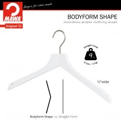 Reston Lloyd Best In Wood Metropolis Series, Bodyform Shirt With Shoulder Notches Hanger, Profi 45/RE, White, Silver Hook