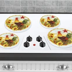 Reston Lloyd Ltd. Tin Burner Cover Set, Morning Rooster