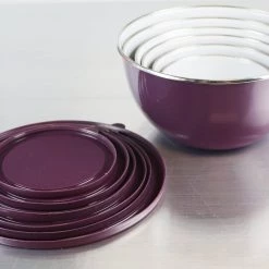 Reston Lloyd Ltd. 12pc Enamel On Steel Bowl Set, Plum