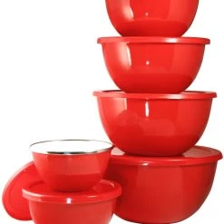 Reston Lloyd Ltd. CALYPSO BASICS 12pc Enamel On Steel Bowl Set, Red