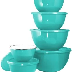 Reston Lloyd Ltd. 12pc Enamel On Steel Bowl Set, Turquoise CALYPSO BASICS