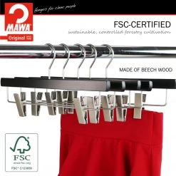Reston Lloyd Best In Wood Metropolis Series, Pant & Skirt Hanger With Adjustable Clips, Trend 40D, Black, Silver Hook