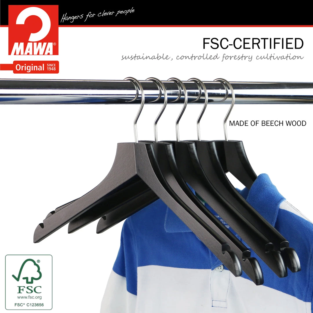 Reston Lloyd Metropolis Series, Bodyform Shirt With Shoulder Notches Hanger, Profi 45/RE, Black, Silver Hook Best In Wood 8 Reston Lloyd Metropolis Series, Bodyform Shirt With Shoulder Notches Hanger, Profi 45/RE, Black, Silver Hook Best In Wood
