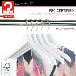 Reston Lloyd Metropolis Series, Bodyform Shirt With Shoulder Notches Hanger, Profi 45/RE, White, Gold Hook Best In Wood
