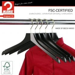 Reston Lloyd Best In Wood Metropolis Series, Bodyform Shirt With Shoulder Notches Hanger, Profi 45/RE, Black, Gold Hook