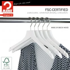 Reston Lloyd Best In Wood Metropolis Series, Bodyform Shirt With Shoulder Notches Hanger, Profi 45/RE, White, Silver Hook