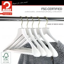 Reston Lloyd Metropolis Series, Bodyform Wide Shoulder Coat Hanger With Pant Bar, Profi 45/SV/HRS, White, Gold Hook