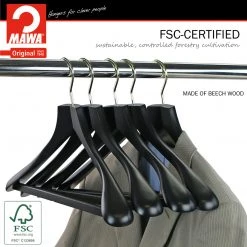 Reston Lloyd Metropolis Series, Bodyform Wide Shoulder Coat Hanger With Pant Bar, Profi 45/SV/HRS, Black, Gold Hook