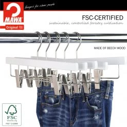 Reston Lloyd Metropolis Series, Pant & Skirt Hanger With Adjustable Clips, Trend 40D, White, Silver Hook