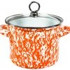 Reston Lloyd Ltd. CALYPSO BASICS 1.5 Qt Stock Pot With Glass Lid, Orange Marble