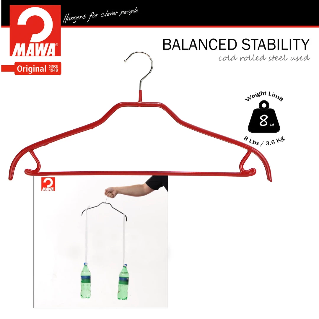 MAWA MAWA HANGERS Silhouette, 41-FRS, Pant Bar/Skirt Hook Hanger, Red 9 MAWA MAWA HANGERS Silhouette, 41-FRS, Pant Bar/Skirt Hook Hanger, Red