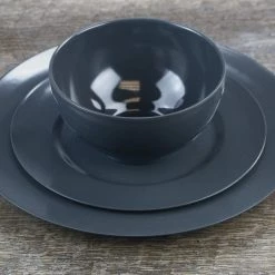 Reston Lloyd Ltd. 6pc Melamine Dinner Plate Set, Charcoal CALYPSO BASICS
