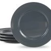 Reston Lloyd Ltd. 6pc Melamine Dinner Plate Set, Charcoal CALYPSO BASICS
