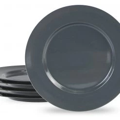 Reston Lloyd Ltd. 6pc Melamine Dinner Plate Set, Charcoal CALYPSO BASICS