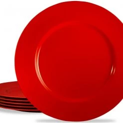 Reston Lloyd Ltd. CALYPSO BASICS 6pc Melamine Dinner Plate Set, Red