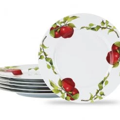Reston Lloyd Ltd. 6pc Melamine Dinner Plate Set, Harvest Apples CALYPSO BASICS